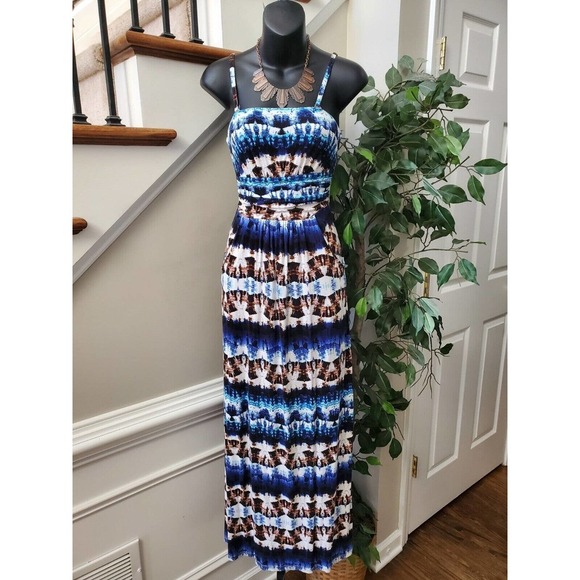 Cynthia Rowley Women's Blue Rayon Square Neck Sleeveless Long Maxi Dress Size XS - Picture 1 of 13